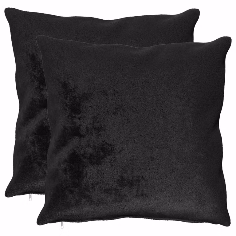 Set di 2 federe vidaXL HEERLEN in flanella nera, L 65 x P 65 cm