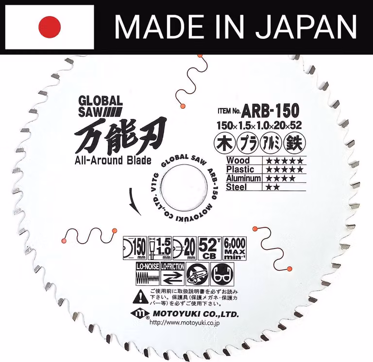 GLOBAL SAW 150x1,5/1,0x20mm / 52z lama circolare multimateriale