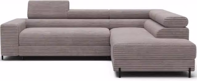 Divano angolare convertibile COLESIA MEUBLORAMA da 5 posti in velluto a coste bianco, lato destro, L 274 cm x P 200 cm – 1