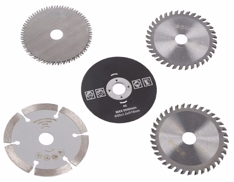 Set di lame per sega circolare compatte, composto da 5 pezzi, diametro 85 mm, in metallo duro, per tagli precisi