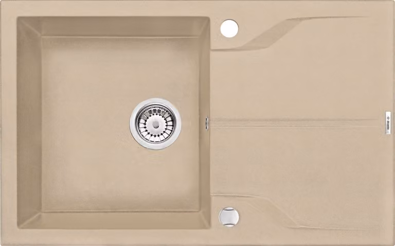 Lavello Andante in granito con sgocciolatoio, 1 vasca, grafite, 78x49x19 cm, Codice ZQN_7113