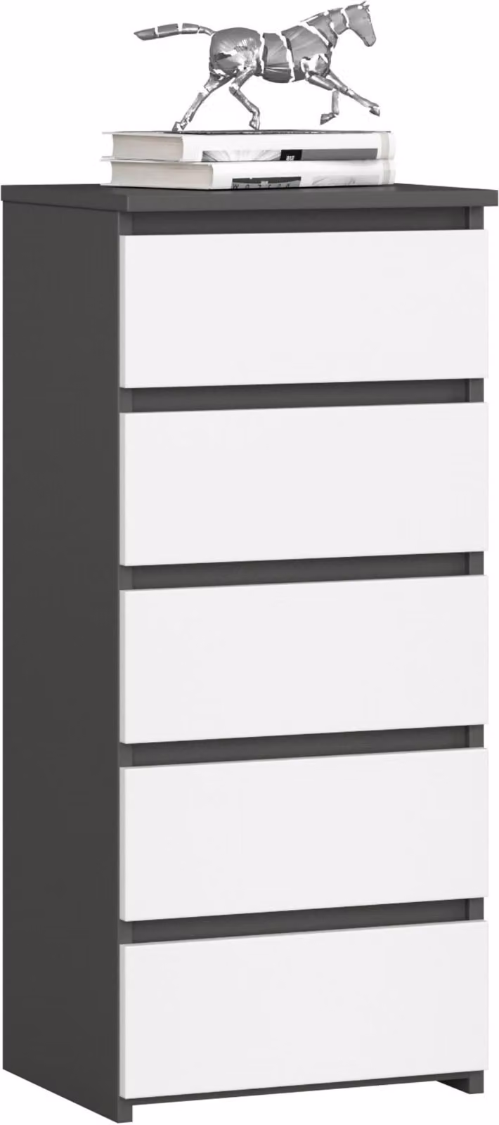 Comodino, color grigio scuro, 40 x 92 x 35 cm