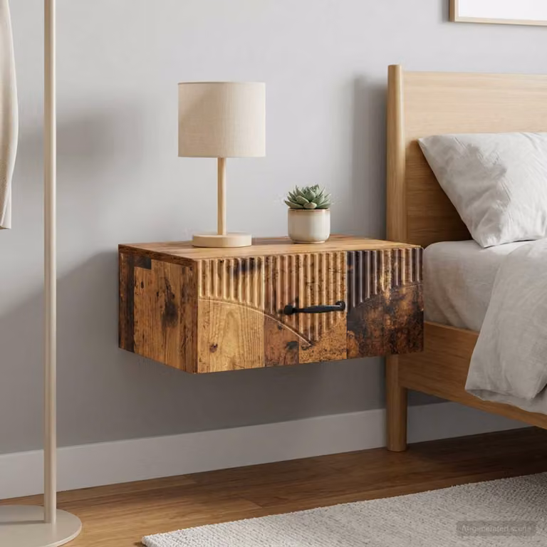 Set di 2 comodini sospesi vidaXL in legno color marrone, L 49 cm x P 34,5 cm x H 20 cm