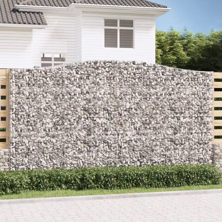 Set di 3 Cesti Gabbioni ad Arco vidaXL in Acciaio Zincato Grigio L: 400 cm, P: 50 cm, H: 220/240 cm