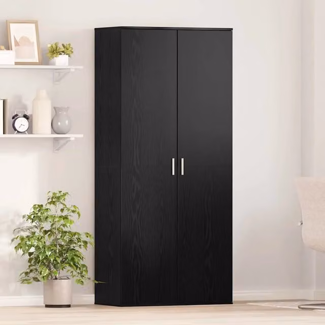 Credenza-Buffet-Armadio da cucina Rovere nero 80 x 39 x 178 cm Legno multistrato