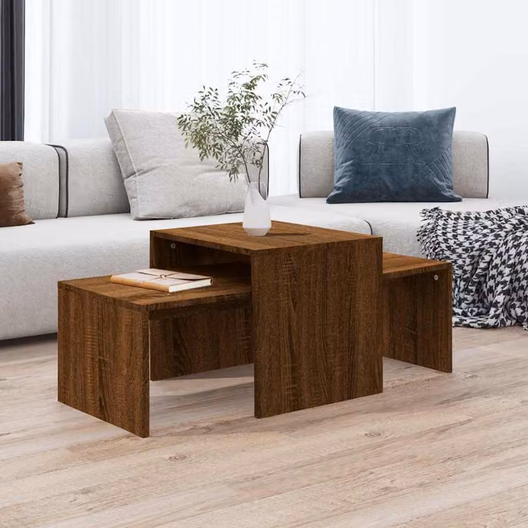 Set di tavolini da salotto moderni vidaXL in legno rovere marrone L 100 cm x P 48 cm x H 40 cm