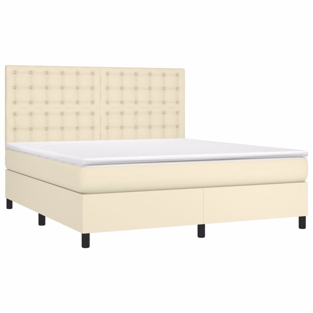 Giroletto a Molle con Materasso Crema 160x200 cm in Pelle finta