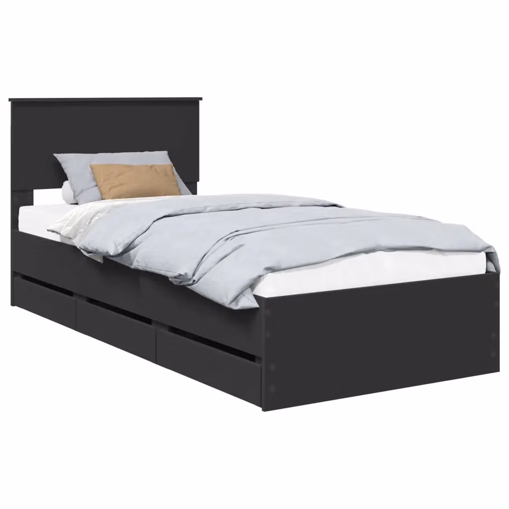 Struttura letto moderno vidaXL in legno ingegnerizzato nero L 90 x P 200 cm – 2