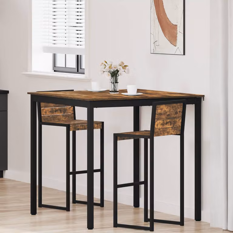 vidaXL Tavolo Bar Quadrato Moderno in Legno Ingegnerizzato e Metallo, L: 110 cm, P: 110 cm, H: 105 cm