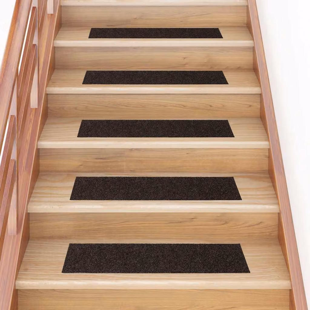 Set di 30 tappetini autoadesivi per scale vidaXL, rettangolari, marrone scuro, L: 76 cm x P: 20 cm