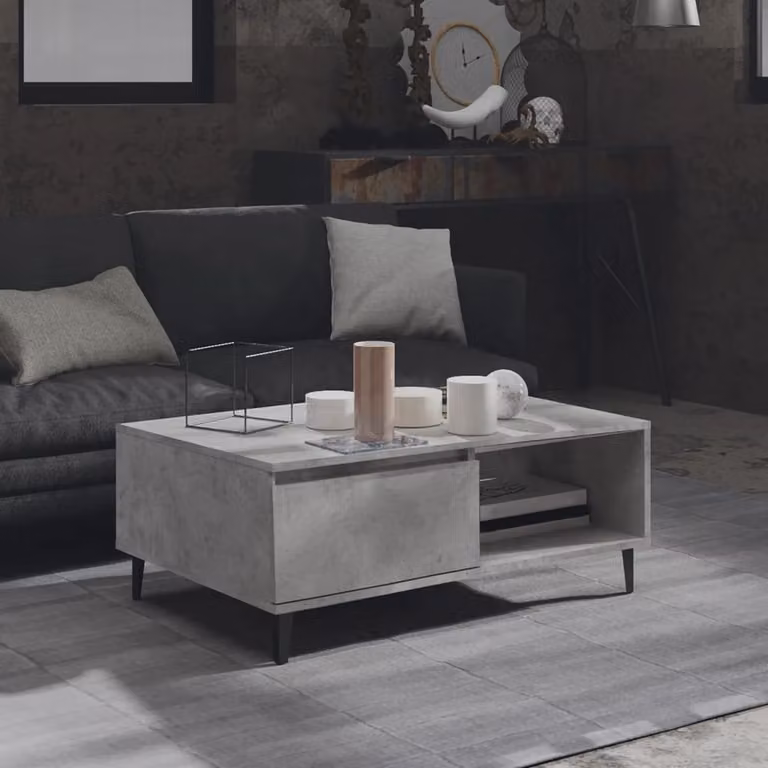 vidaXL Tavolino da caffè grigio cemento 90x60x35 cm materiale a base di legno - Tavolino da caffè - Tavolini da caffè - Tavolini da caffè