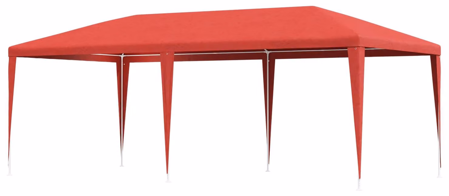 Tenda da festa Maison Exclusive, colore rosso, dimensioni 600 x 300 x 255 cm, realizzata in polietilene e acciaio