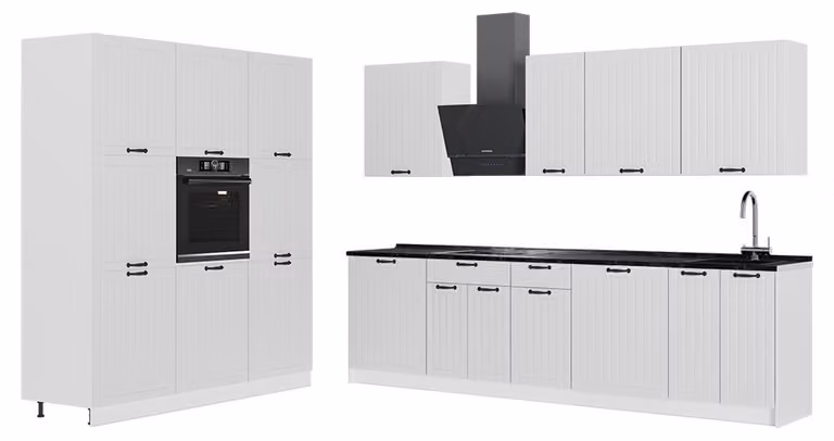 Cucina componibile Vicco Fame-Line Bianco rustico/Bianco 460 cm, PL Antracite, Model 63841