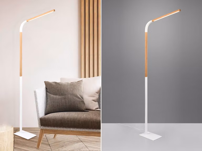 Lampada da terra a LED con braccio flessibile bianco, 169 cm