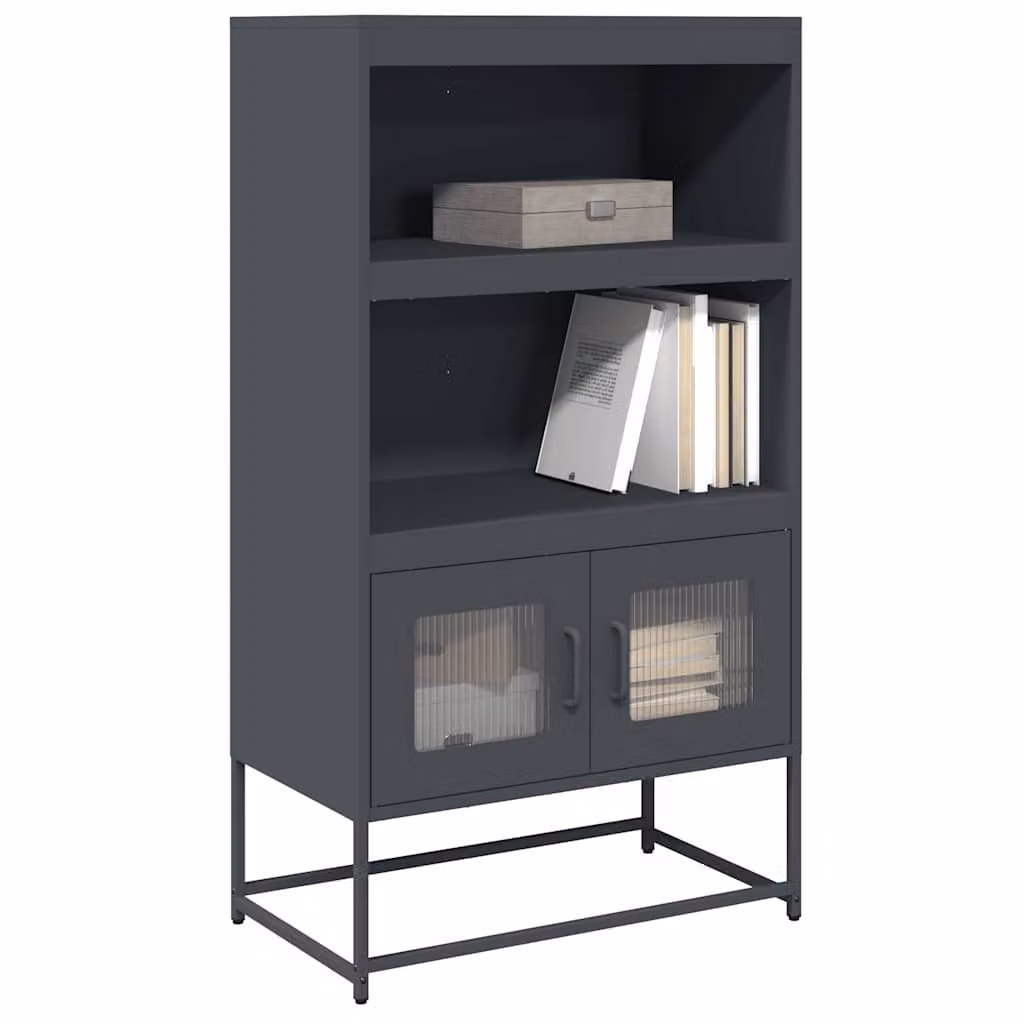 Credenza moderna vidaXL in metallo antracite con ante a battente e ripiani interni L/P/H: 68 x 39 x 123 cm