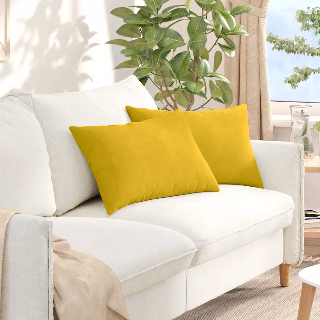 Set di 2 cuscini da divano vidaXL in tessuto a coste giallo, L 60 cm x P 40 cm