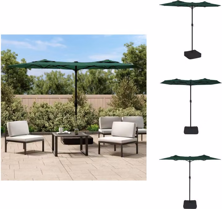 vidaXL Ombrellone doppio verde 316x240 cm - Ombrelloni e tende da sole