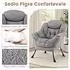 Costway Poltrona Relax Recliner Imbottita con Poggiapiedi, Braccioli e Cuscino per la Testa, Struttura in Metallo e Rivestimento in Tessuto, Grigia – 2
