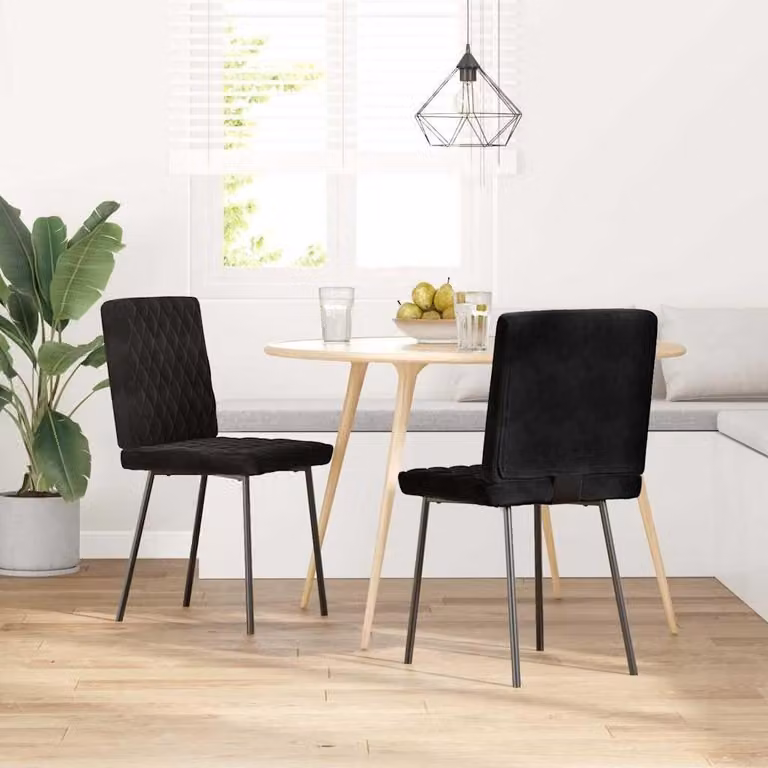 Set di 2 sedie da pranzo in velluto nero