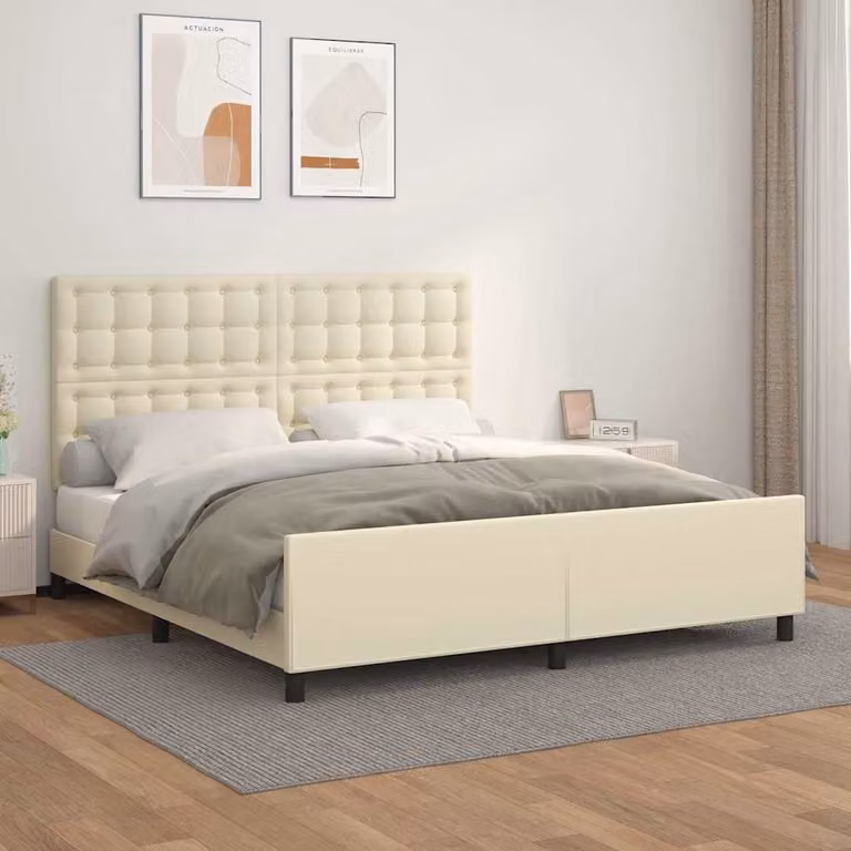 Giroletto con Testiera vidaXL in Similpelle Beige L/P/H: 160 x 200 x 128 cm