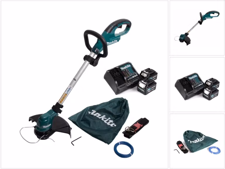 Makita UR 100 DSME Tagliabordi a batteria 10,8 V + 2x batteria 4,0 Ah + caricabatteria + 1x testina di taglio e accessori
