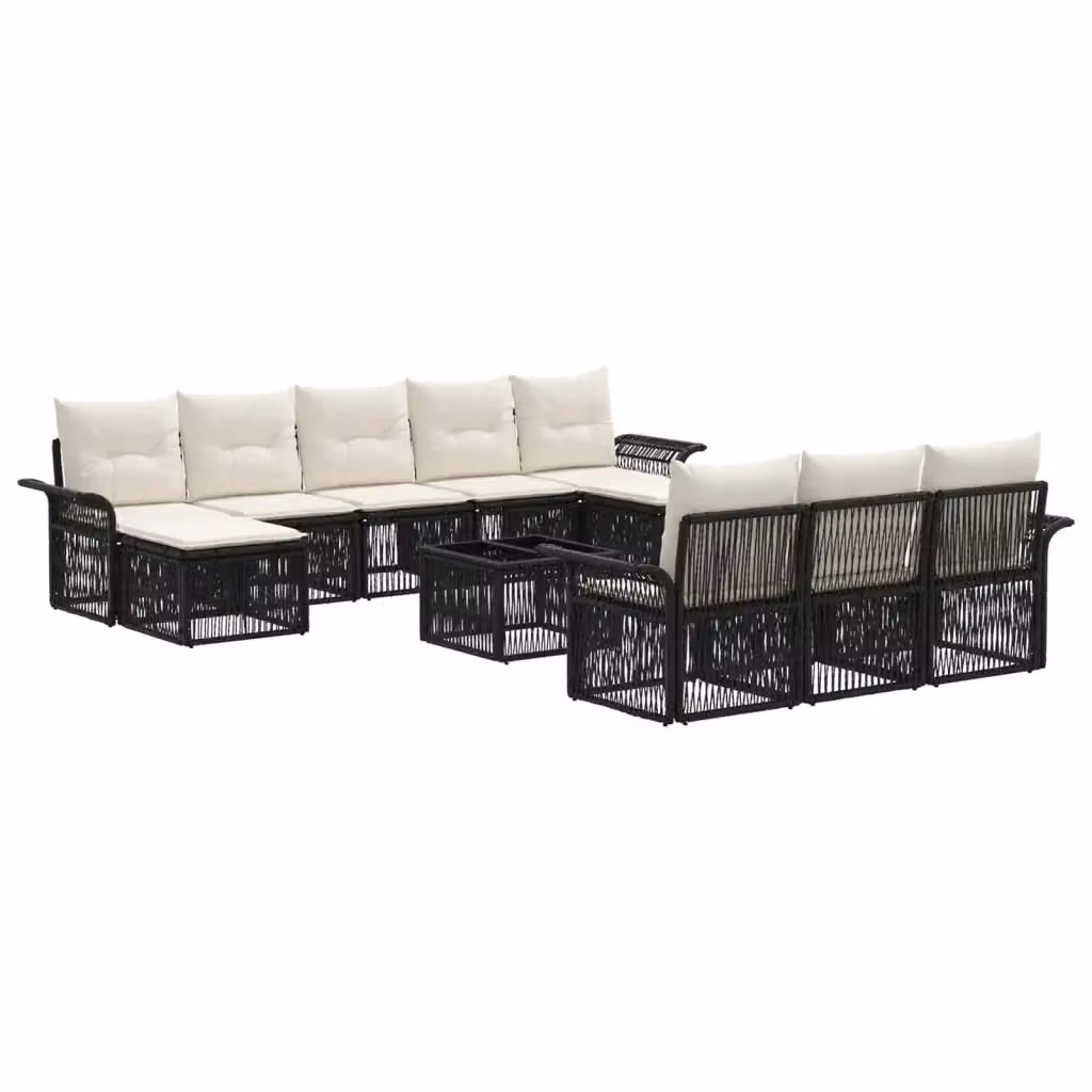 Set Divano da Giardino vidaXL 11 Pezzi a Forma di U con Cuscini Nero – 2