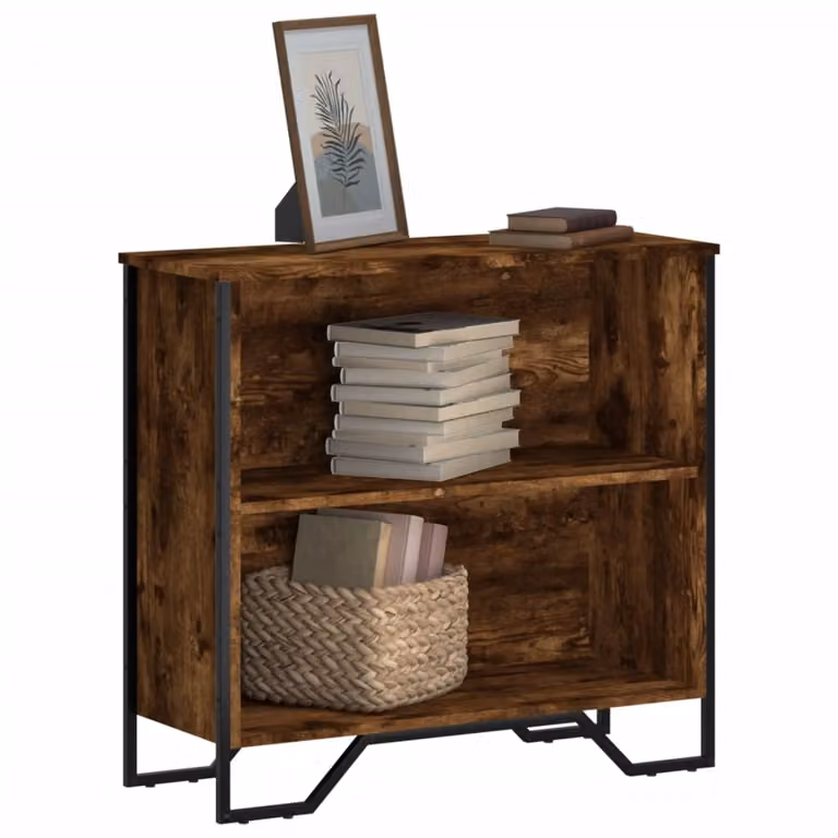 Libreria moderna vidaXL in legno e metallo color marrone, L 80 cm x P 31 cm x H 74,5 cm