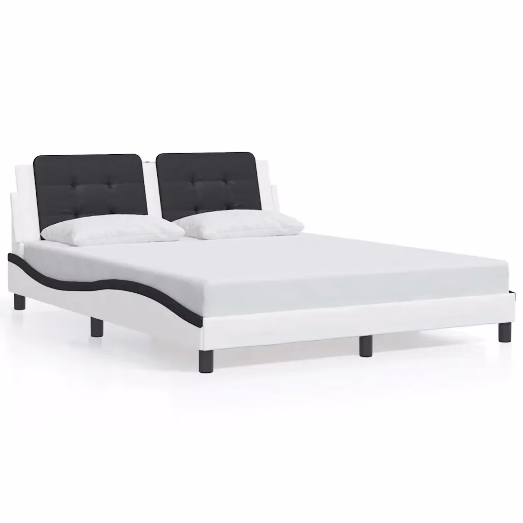 Giroletto Zadar vidaXL senza materasso in similpelle nero e bianco L/P/H: 200 x 160 x 74,5 cm – 2