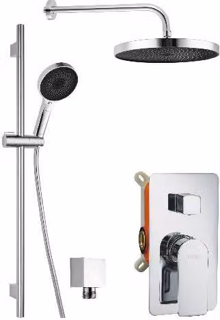 kielle Vega - Set doccia con miscelatore da incasso, per 2 utensili, con accessori e corpo, cromato 20618SP20