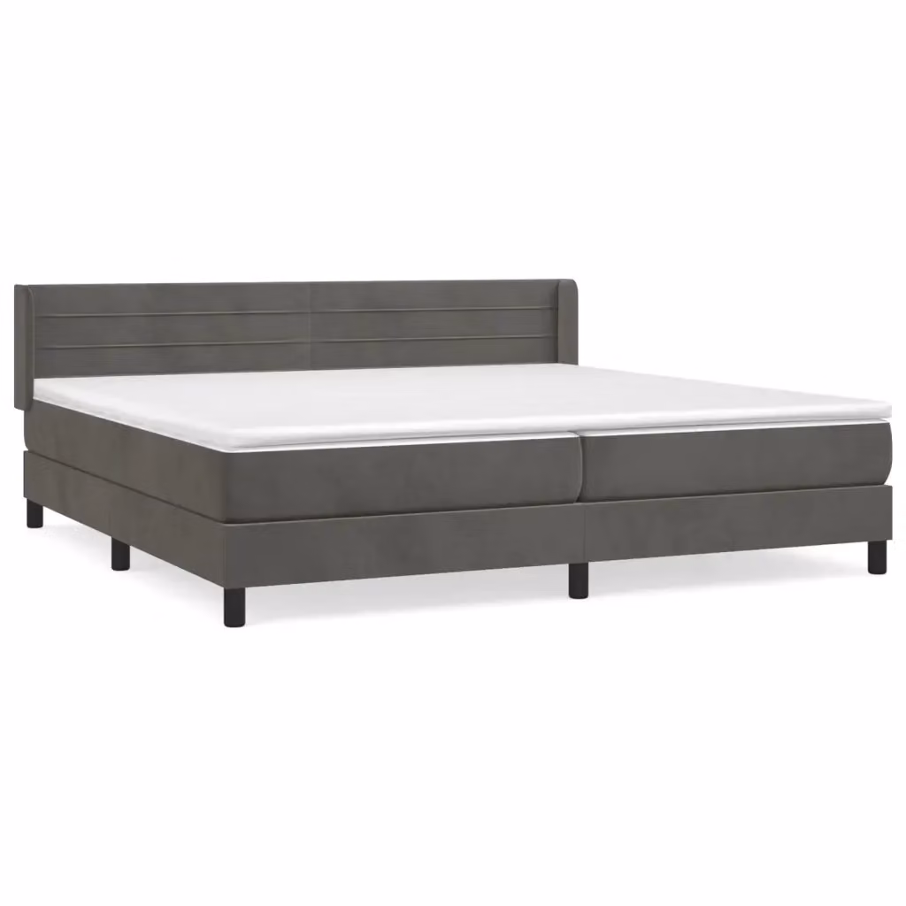 Letto Ibrido vidaXL con Materasso e Struttura in Velluto Grigio e Legno di Larice L/P/H: 200 x 200 x 88 cm – 2