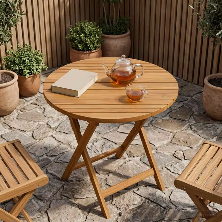 Piano del tavolo rotondo vidaXL in legno di teak solido marrone, Ø 70 x 3,5 cm
