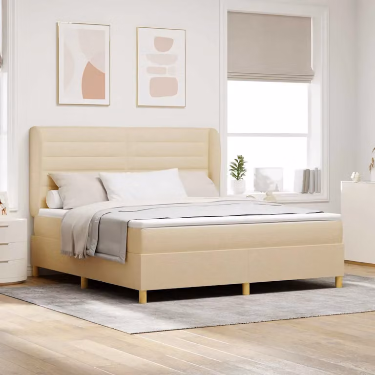 Letto ibrido con materasso vidaXL in tessuto beige L 180 cm x P 200 cm