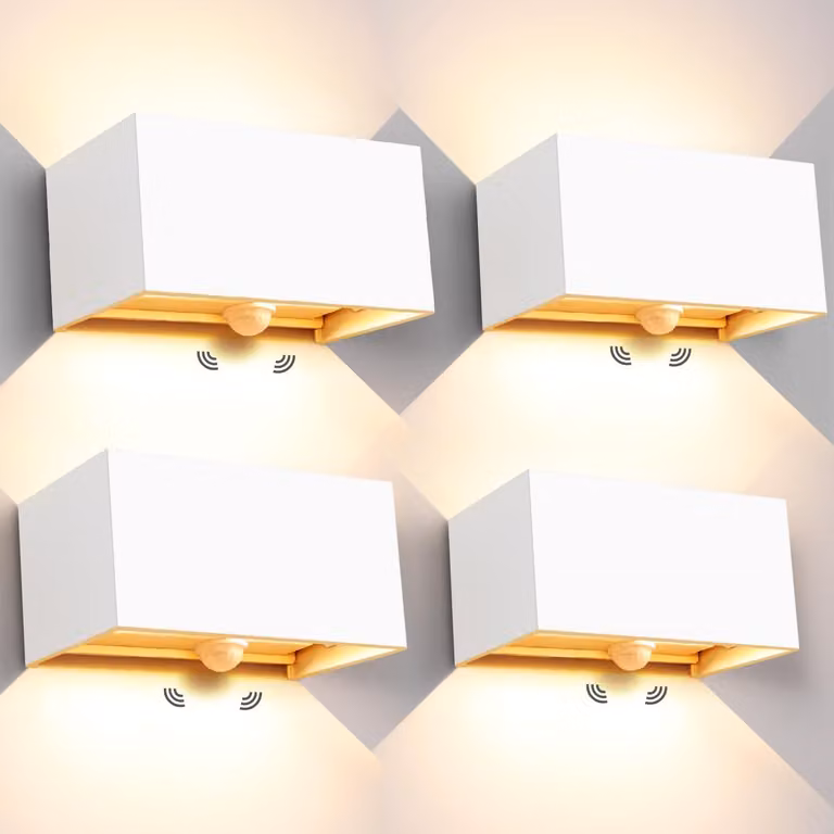 Set di 4 luci da parete a LED per esterni, 20 W, 3000 K, luce bianco caldo, grado di protezione IP65, alluminio