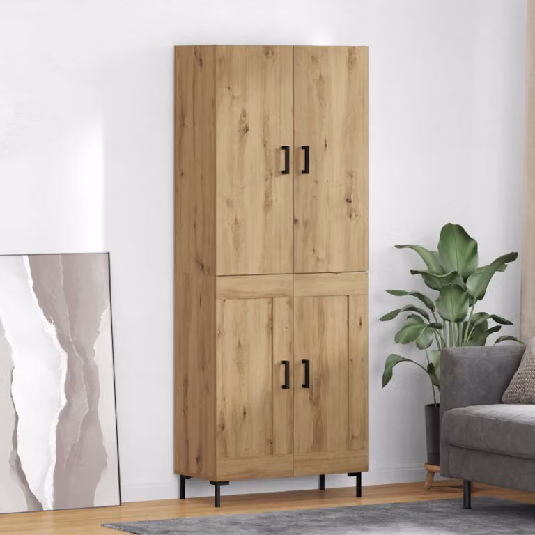 Credenza moderna vidaXL in legno color rovere marrone con ante a battente e ripiani interni L/P/H: 69,5 x 34 x 180 cm