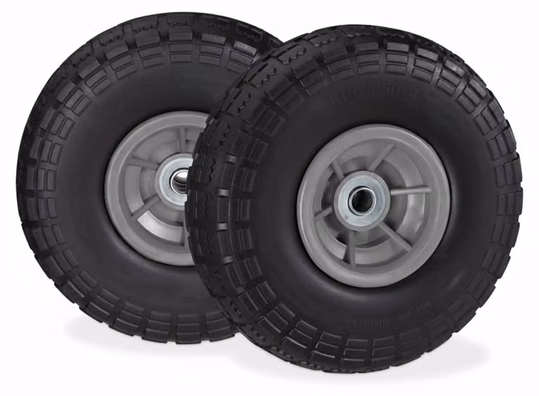 8 ruote per carrello a mano, pneumatici in gomma piena anti-foratura, 4.1/3.5-4", asse da 16 mm, portata fino a 150 kg, A x P: 26 x 8,5 cm, nero/grigio