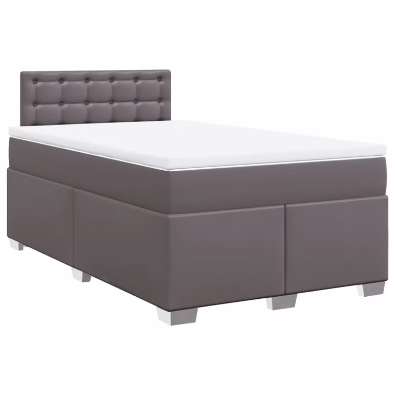 Giroletto a Molle con Materasso Grigio 120x200 cm in Pelle finta