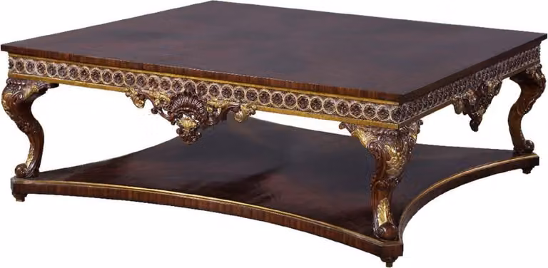 Casa Padrino Tavolino barocco marrone/oro - Tavolo in legno massiccio fatto a mano in stile barocco - Mobili da salotto barocchi - Nobile e magnifico