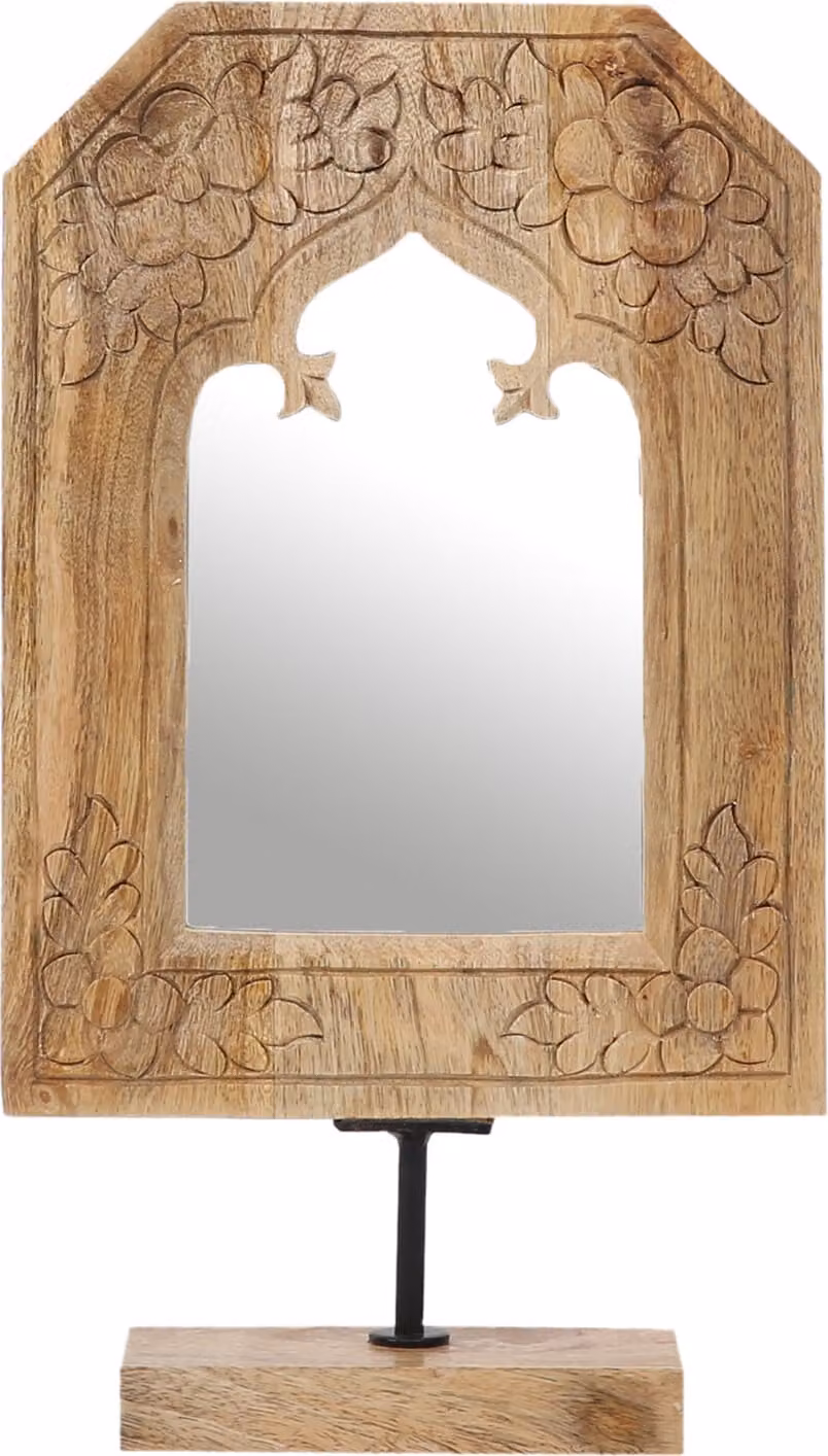 Specchio decorativo di Boho per il trucco Akaash Specchio di legno per il trucco -2-