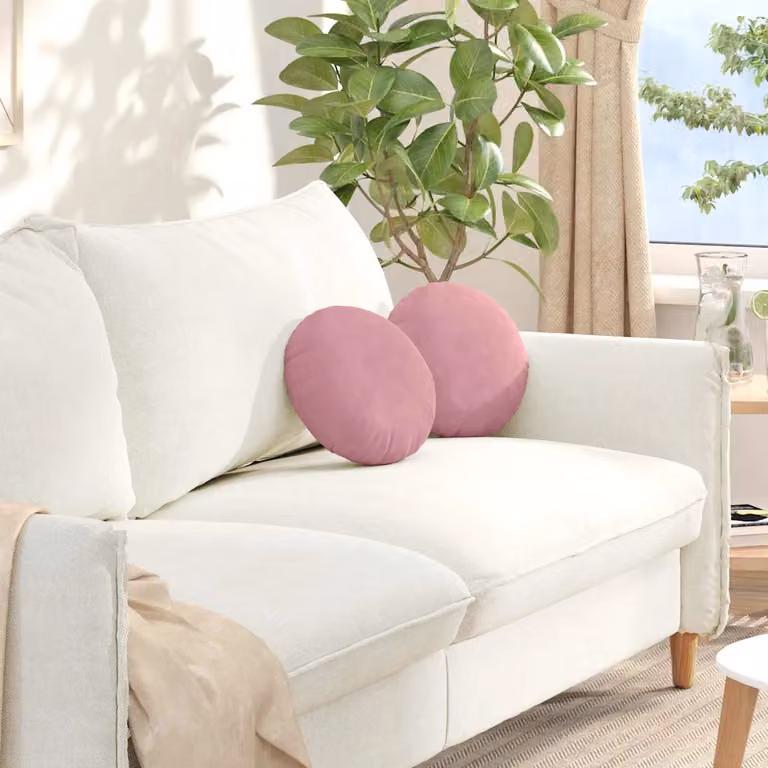 Set di 2 cuscini per seduta rotondi vidaXL in velluto rosa, Ø 30 x 13 cm