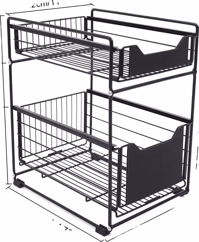 Scaffale per magazzino, a 2 ripiani, design autoportante, colore nero