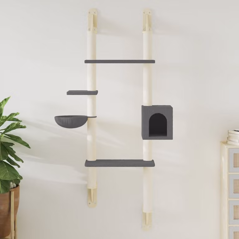 vidaXL Albero per Gatti con Cave e Tiragraffi Grigio Altezza: 180 cm