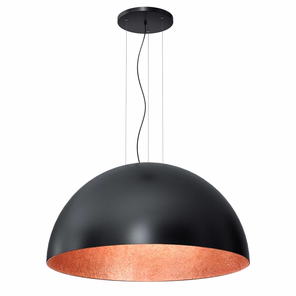 Lampada a sospensione Ø100 cm nera con interno in rame Compo 1xE27 15W Luminex