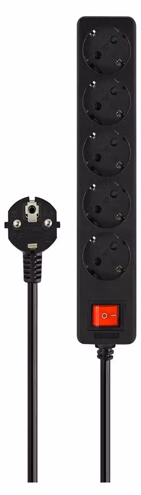 Savio LZ-15, 5 prese di corrente / prese di corrente, Universale, 5 m, Cavo, Nero, Nero