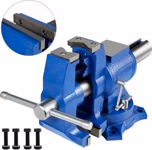 Morsa da Banco Multiuso VEVOR in Ghisa Blu con Base Girevole 360 Gradi da 152 mm