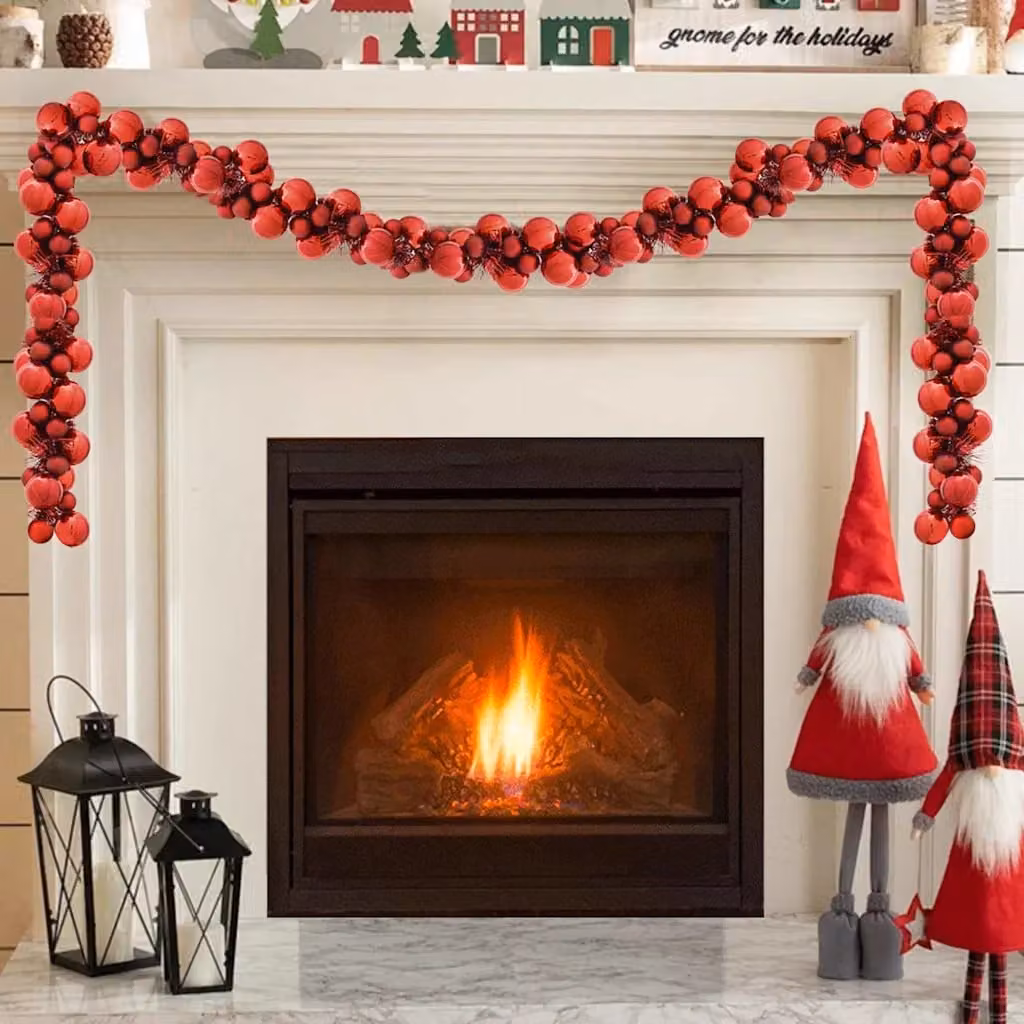 vidaXL Ghirlanda di Palline di Natale Rosso 186 cm Polistirolo