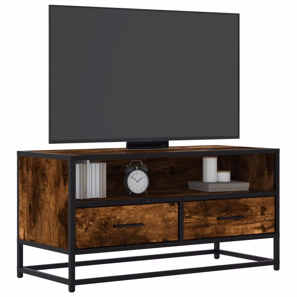 Mobile TV vidaXL in stile industriale in legno multistrato e metallo, colore marrone, L 80 cm x P 34,5 cm x H 40 cm