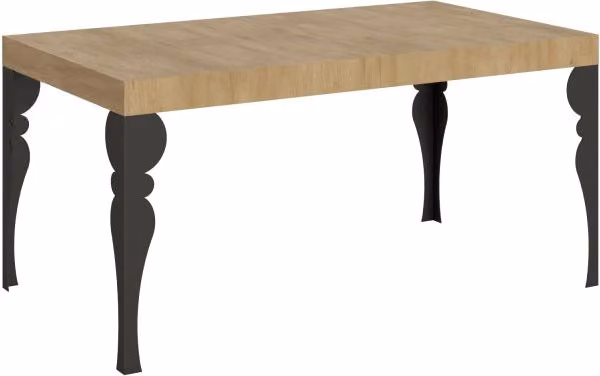 Tavolo allungabile Itamoby rettangolare in legno e metallo, colore Ash e Antracite, L/P/H: 160 x 90 x 77 cm (estendibile fino a 264 cm)