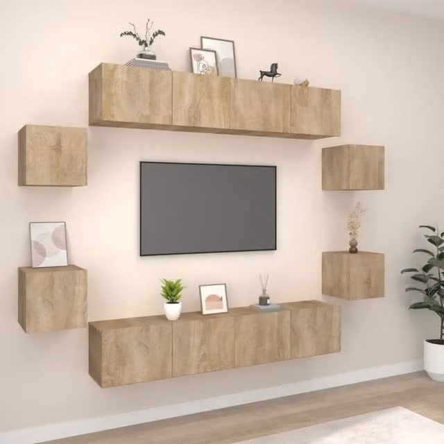 Set Mobili Porta TV 8pz-Set di 8 Credenza per TV Rovere Sonoma in Legno Multistrato 194151