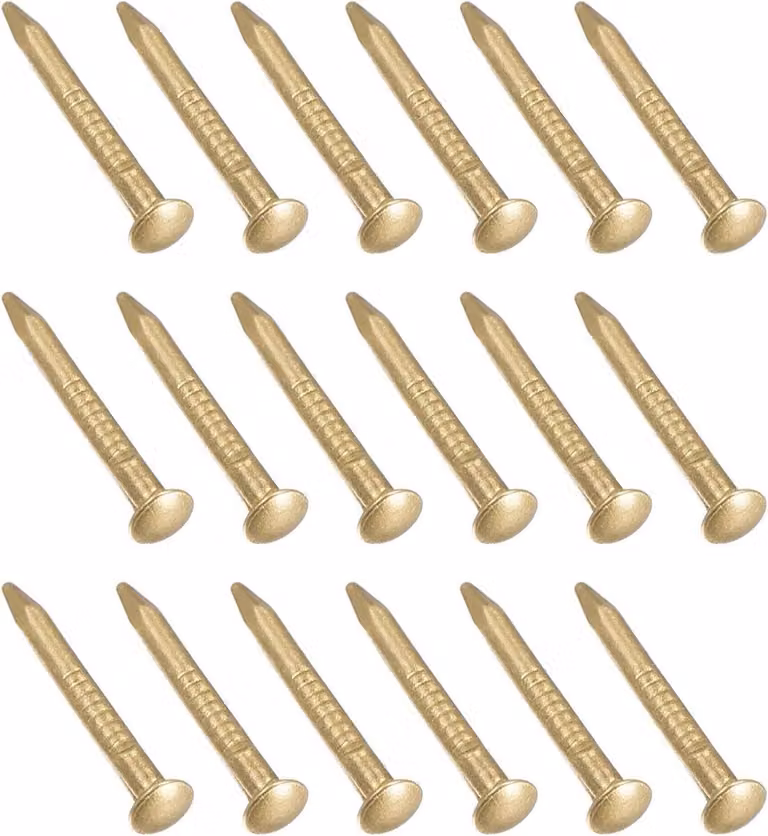 Piccoli chiodini in ottone (1,2 x 15 mm) - confezione da 100, ideali per uso domestico, lavorazione del legno e attività creative