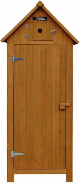Armadio da giardino Habitat et Jardin in legno marrone con scaffalature e serratura L 77 cm, P 54,5 cm, H 179 cm